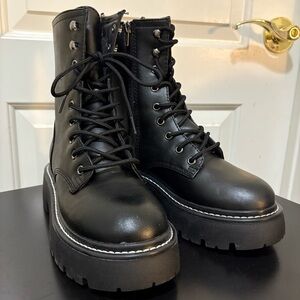 Women's Black Lace-Up Boots
